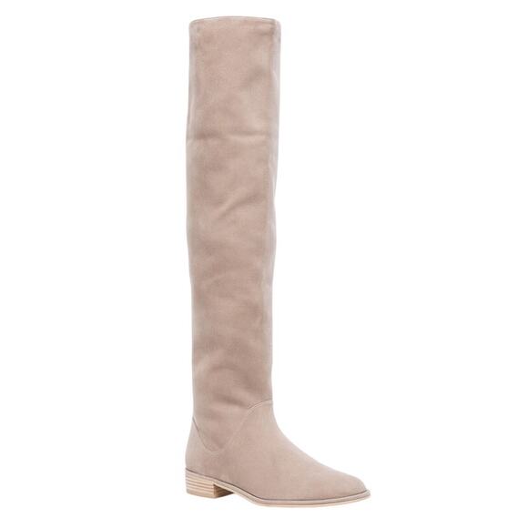 Stuart Weitzman Taupe Suede Rocker Chic Slouchy Boots Size 7.5 - Picture 1 of 13